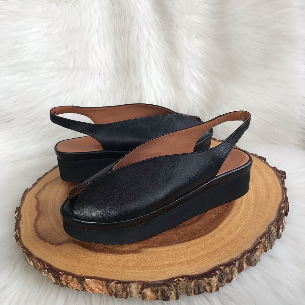 Lamour des pieds leather slip back wedge sandals
